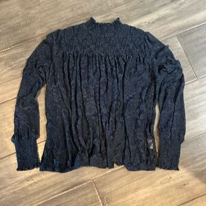 Anthropologie Deletta brand Navy blue XS lace top